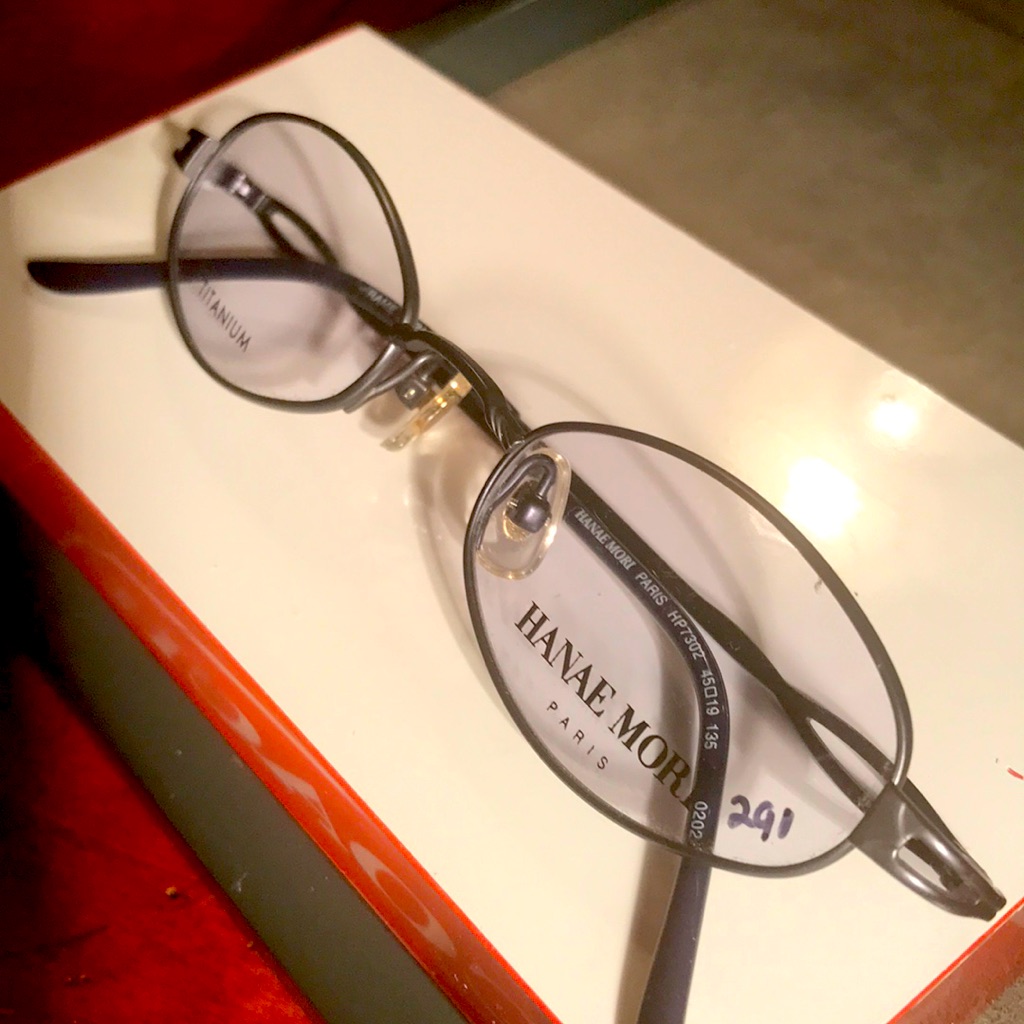Hanae Mori Petite Glasses Hp7302 Titanium Paris. Dusty Blue Gray Never Owned